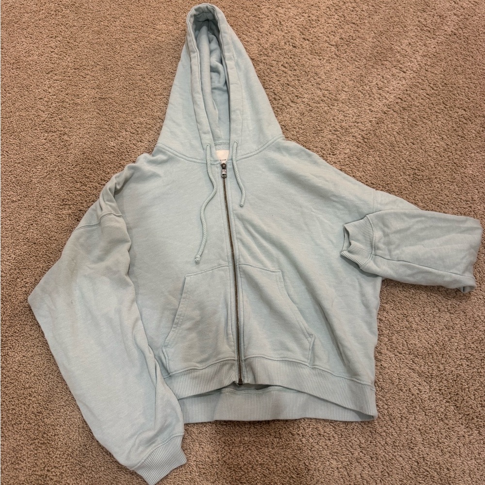 American Eagle Outfitters Light Blue Zip-Up Hoodie Jacket